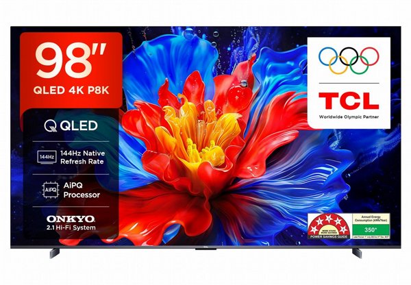 �������� 98 ���� TCL 98P8K QLED 144Hz 4K SMART Android AI TV